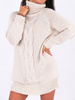 Sweter sukienka z golfem oversize beżowy k06
