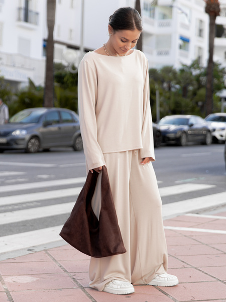 Zamszowa TOREBKA na ramię brązowa F108