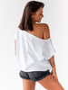 Luźna bawełniana bluzka oversize biała D156 k01