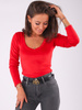 WELUROWA BLUZKA BODY DEKOLT V czerwone B196 k01