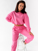 KOMPLET dresowy bawełniany krótka bluza i spodnie z niskim stanem różowy D161 k01