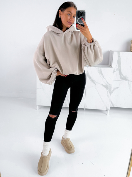 Szeroka luźna BLUZA z kapturem oversize stone E348 k01