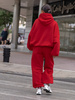 Dresowe bawełniane SPODNIE baggy niski stan czerwony X403