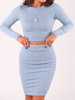 Komplet swetrowy w warkocze bluzka+spódnica baby blue b205 k01
