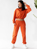 KOMPLET dresowy bawełniany krótka bluza i spodnie z niskim stanem pomarańczowy D161 k01