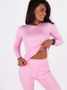 Bawełniany komplet bluzka z długim rękawem i legginsy z prążkowanej dzianiny różowy C123