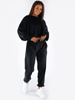 LUŹNY WELUROWY DRES KOMPLET BLUZA+SPODNIE czarny B175 k01