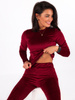 Komplet welurowy dres dopasowana bluzka z długim rękawem i legginsy bordowy C105 k01