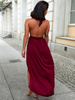 Maxi sukienka z dekoltem typu halter bordowa c306 k01