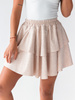 Dresowa bawełniana spódnica z falbankami beż melanż D141 k01
