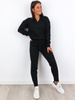 Swetrowy komplet bluza + dopasowane spodnie czarny t12