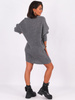 Sweter sukienka dekolt w szpic oversize grafitowy