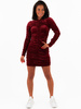 Welurowa sukienka marszczona bordowa c354 k01