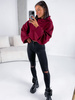 Bawełniana dresowa BLUZA z kapturem kangurka oversize bordowa E360 k01