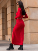 Elegancki KOMPLET bluzka z długim rękawem i spódnica maxi drapowana czerwony X317
