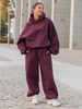 Dresowe bawełniane SPODNIE baggy deep plum / śliwkowe E643