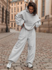 Luźny ZESTAW: BLUZA oversize z kapturem X150 + SPODNIE baggy z bawełnianej dresówki niedrapanej X151