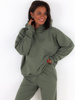 Komplet dresowy bluza z kapturem i luźne spodnie khaki c337 k01
