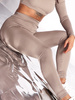 Elastyczne legginsy z dzianiny z wysokim stanem cappuccino d004 k01