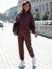 Komplet dresowy bluza z kapturem i luźne spodnie brązowy c337 k01