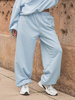 Luźne SPODNIE baggy z bawełnianej dresówki niedrapanej od wewnątrz baby blue X151 k01