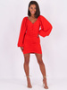 Sukienka marszczona bufiaste rękawy czerwona B269 k01