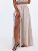 Długa muślinowa zwiewna maxi spódnica beżowa b127 k01