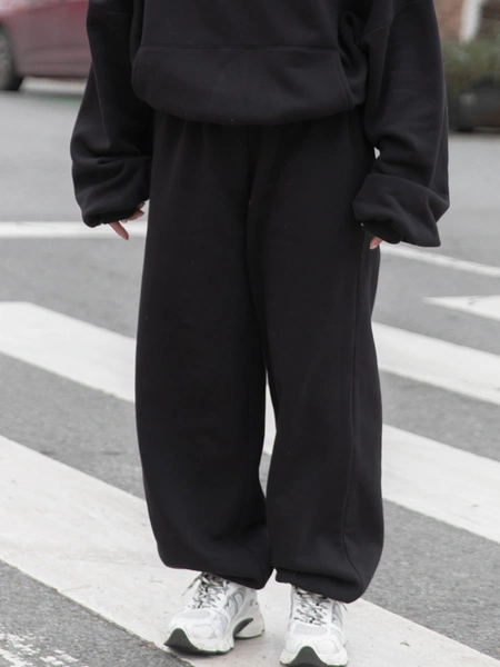 Dresowe bawełniane SPODNIE baggy czarne E643