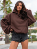 Viralowa Dresowa bawełniana BLUZA z kapturem oversize szeroka brązowa E644
