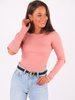 Bawełniana bluzka z prążka wycięta na łokciach brudny róż B223 k01