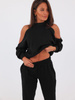Dres swetrowy komplet bluza odkryte ramiona+spodnie czarny b54 k01