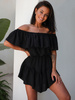 Zwiewny kombinezon hiszpanka z asymetrycznym dołem czarny D258 k01