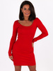 Bawełniana sukienka z dekoltem z prążka czerwona C112 k01