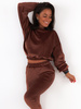 Komplet luźna bluza i spodnie welurowy dres brązowy c353 k01