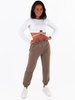 Luźne bawełniane dresowe spodnie dres cappuccino c338 k01