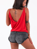 Bluzka na ramkach dekolt v odkryte plecy oversize czerwona b94 k01