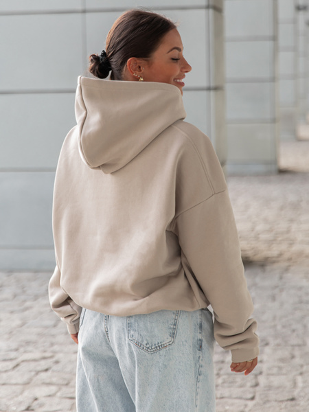 Dresowa bawełniana BLUZA z kapturem kangurka o klasycznym kroju stone X350