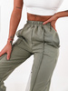 Dresowe bawełniane spodnie z przeszyciami khaki d119 k01