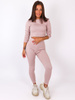 Dres swetrowy komplet krótki top+legginsy brudny róż b20 kk01