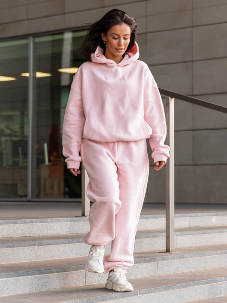 Dresowe bawełniane SPODNIE  ze ściągaczami baby pink X32