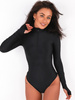 Dopasowane body z lycry na stójce z zamkiem czarne d103 k01