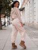 Welurowy KOMPLET dres bluza z kapturem i spodnie beżowy D580 k01