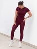 FITNESS / SIŁOWNIA / JOGA dopasowane SPODNIE legginsy z wysokim stanem bordowe F102