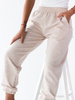 Luźne dresowe bawełniane spodnie z niskim stanem beż melanż D157 k01