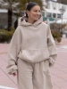 Zestaw dresowy oversize – bluza z kapturem + spodnie barrel | kolor beżowy