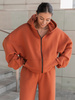 Oversizowa BLUZA z kapturem zapinana na zamek bluzowana kangurka z bawełnianej dresówki pumpkin orange X1 k01