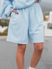 Dresowe bawełniane SPODENKI SZORTY dłuższe baggy baby blue X50 k01