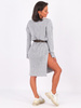 Sweter midi sukienka z rozporkami po bokach szary k07