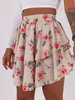 Rozkloszowana zwiewna mini spódnica beżowa w róże c138 k01