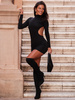 Obcisła SUKIENKA mini z gołymi plecami czarna D616 k01